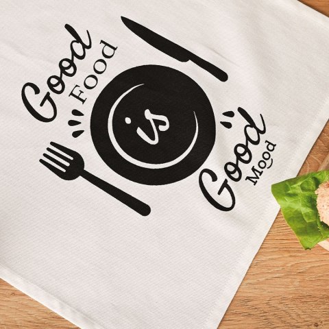 GOOD FOOD GOOD MOOD Komplet 3 ścierek kuchennych, rozmiar 40x60cm S00014/SCI/001/040060/1 GOOD FOOD GOOD MOOD Komplet 3 ścierek kuchennych, rozmiar 40x60cm S00014/SCI/001/040060/1