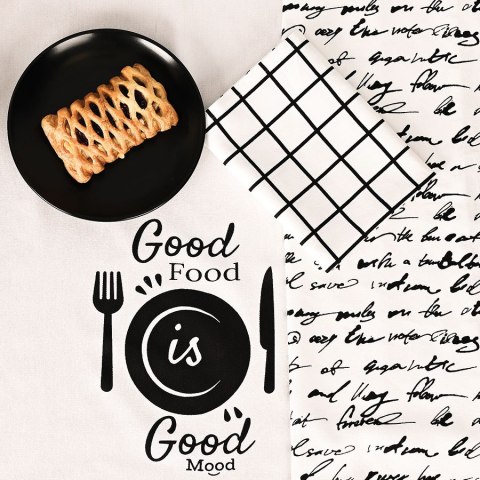 GOOD FOOD GOOD MOOD Komplet 3 ścierek kuchennych, rozmiar 40x60cm S00014/SCI/001/040060/1 GOOD FOOD GOOD MOOD Komplet 3 ścierek kuchennych, rozmiar 40x60cm S00014/SCI/001/040060/1