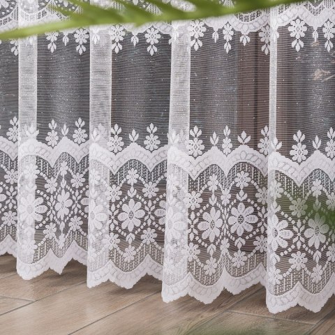 Firanka żakardowa ze wzorem pasowym, wysokość 250cm, kolor 001 biały 037131/000/001/000250/1