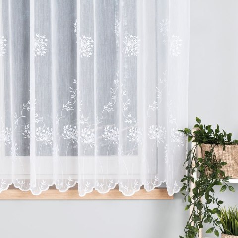 Firanka haftowana 053801 wysokość 160 cm kolor biały