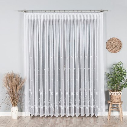 Firanka haftowana na metry 053801 wysokość 280 cm kolor biały