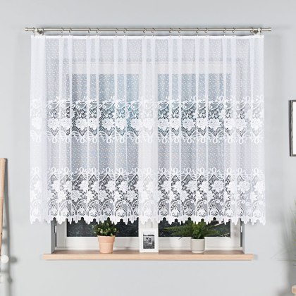 Firanka żakardowa na metry 017480 wysokość 140 cm kolor biały