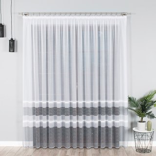 Firanka żakardowa 018601 wysokość 250 cm kolor biały z szarym