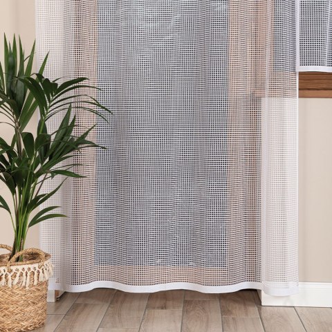 KAYLA Firanka żakardowa odpasowana na prosto, szerokość 140 x wysokość 250cm, kolor 001 biały 044276/FOP/001/000250/1