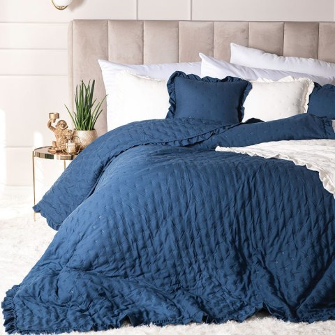 WERONA Narzuta dekoracyjna z falbaną w kropki, 170x210cm, kolor 002 niebieski WERONA/NAP/002/170210/1 WERONA Narzuta dekoracyjna z falbaną w kropki, 170x210cm, kolor 002 niebieski WERONA/NAP/002/170210/1