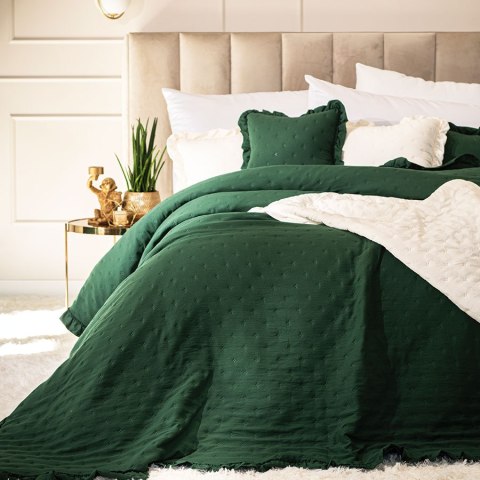 WERONA Narzuta dekoracyjna z falbaną w kropki, 170x210cm, kolor 019 zielony WERONA/NAP/019/170210/1 WERONA Narzuta dekoracyjna z falbaną w kropki, 170x210cm, kolor 019 zielony WERONA/NAP/019/170210/1