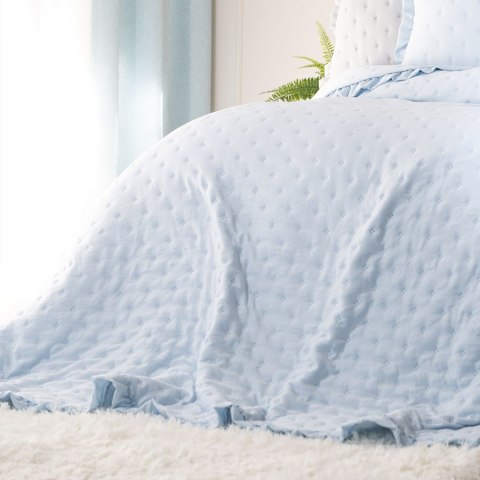 WERONA Narzuta dekoracyjna z falbaną w kropki, 170x210cm, kolor 302 baby blue WERONA/NAP/302/170210/1 WERONA Narzuta dekoracyjna z falbaną w kropki, 170x210cm, kolor 302 baby blue WERONA/NAP/302/170210/1