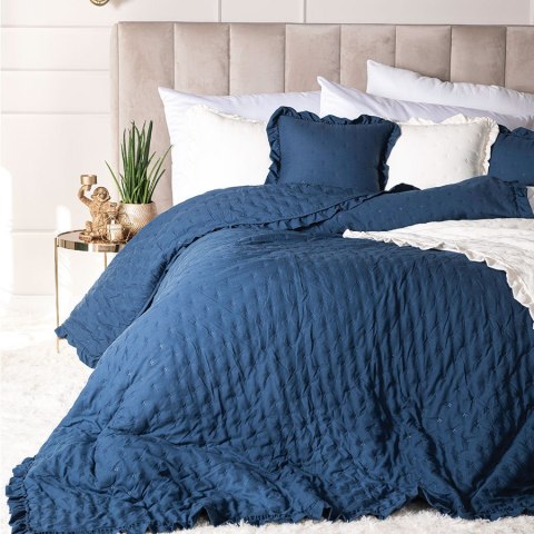 WERONA Narzuta dekoracyjna z falbaną w kropki, 200x220cm, kolor 002 niebieski WERONA/NAP/002/200220/1 WERONA Narzuta dekoracyjna z falbaną w kropki, 200x220cm, kolor 002 niebieski WERONA/NAP/002/200220/1