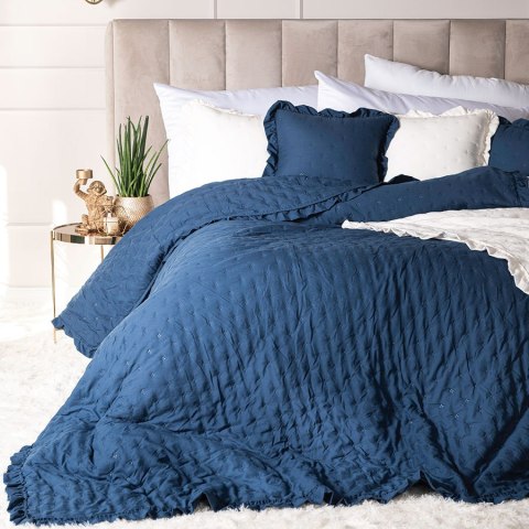 WERONA Narzuta dekoracyjna z falbaną w kropki, 220x240cm, kolor 002 niebieski WERONA/NAP/002/220240/1 WERONA Narzuta dekoracyjna z falbaną w kropki, 220x240cm, kolor 002 niebieski WERONA/NAP/002/220240/1