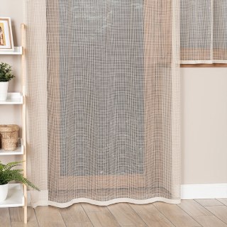 KAYLA Firanka żakardowa odpasowana na prosto, szerokość 140 x wysokość 230cm, kolor 177 kremowy 044276/FOP/177/000230/1