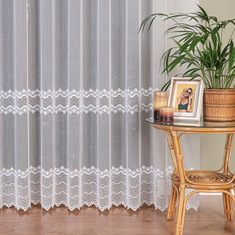 Firanka haftowana z aplikacją, wysokość 290cm, kolor 001 biały 006262/MIR/001/000290/1 Firanka haftowana z aplikacją, wysokość 290cm, kolor 001 biały 006262/MIR/001/000290/1