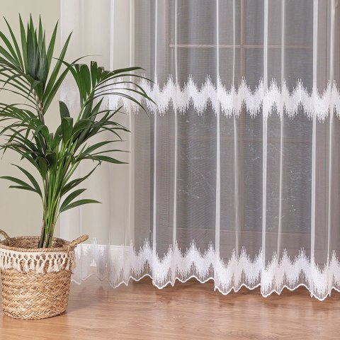 Firanka haftowana ze wzorem pasowym, wysokość 280cm, kolor 001 biały 127391/885/001/000280/1 Firanka haftowana ze wzorem pasowym, wysokość 280cm, kolor 001 biały 127391/885/001/000280/1