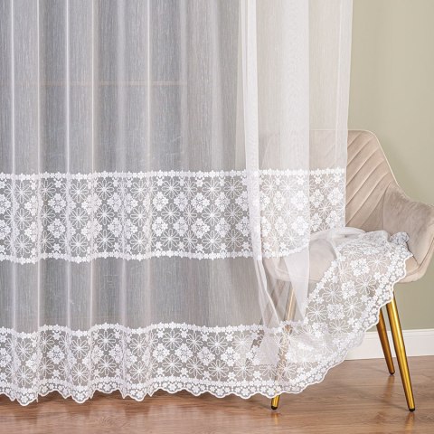 Firanka haftowana ze wzorem pasowym, wysokość 290cm, kolor 001 biały 013294/MIR/001/000290/1 Firanka haftowana ze wzorem pasowym, wysokość 290cm, kolor 001 biały 013294/MIR/001/000290/1