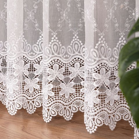 Firanka haftowana, wysokość 300cm, kolor 001 biały 127730/768/001/000300/1