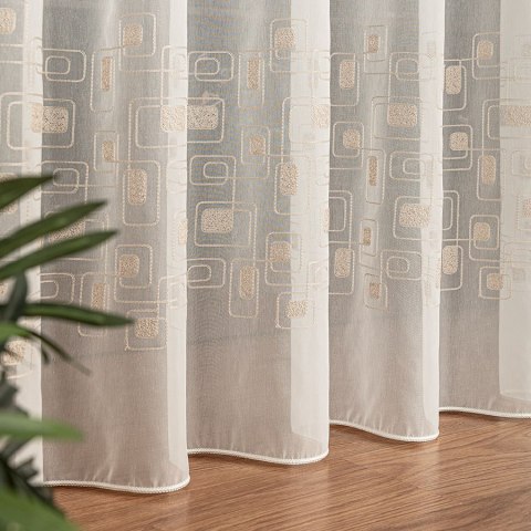 Firanka haftowana ze wzorem pasowym, wysokość 280cm, kolor 012 kremowy 224128/955/012/000280/1 Firanka haftowana ze wzorem pasowym, wysokość 280cm, kolor 012 kremowy 224128/955/012/000280/1