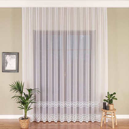 Firanka z aplikacją na markizecie 009397 wysokość 280 cm kolor biały