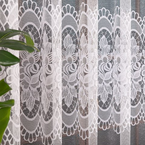Firanka żakardowa ze wzorem pasowym, wysokość 160cm, kolor 001 biały 628156/000/001/000160/1 Firanka żakardowa ze wzorem pasowym, wysokość 160cm, kolor 001 biały 628156/000/001/000160/1