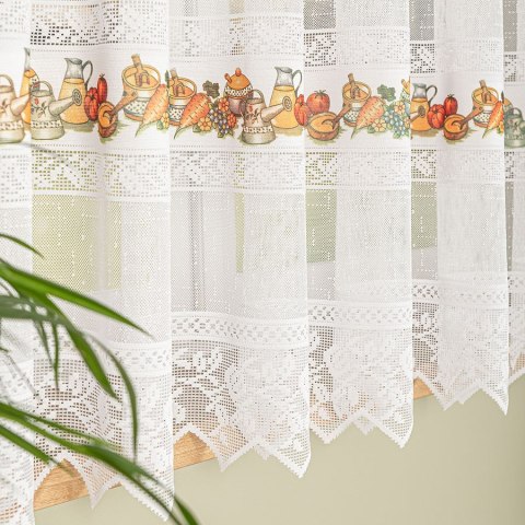 Firanka żakardowa ze wzorem pasowym, wysokość 160cm, kolor 621 z zielonym 007973/000/621/000160/1 Firanka żakardowa ze wzorem pasowym, wysokość 160cm, kolor 621 z zielonym 007973/000/621/000160/1