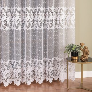 Firanka żakardowa ze wzorem pasowym, wysokość 250cm, kolor 001 biały 017828/000/001/000250/1