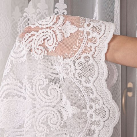 Firanka haftowana na greckim tiulu, wysokość 280cm, kolor 001 biały 242761/885/001/000280/1 Firanka haftowana na greckim tiulu, wysokość 280cm, kolor 001 biały 242761/885/001/000280/1