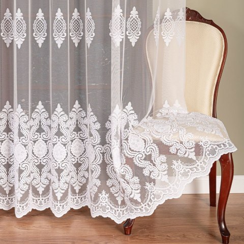 Firanka haftowana na greckim tiulu, wysokość 280cm, kolor 001 biały 242761/885/001/000280/1 Firanka haftowana na greckim tiulu, wysokość 280cm, kolor 001 biały 242761/885/001/000280/1