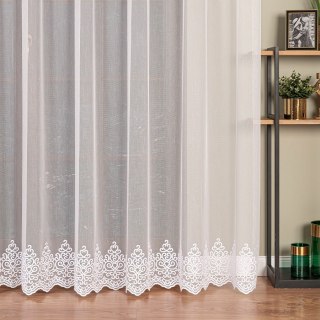 Firanka haftowana ze wzorem na samym dole, wysokość 280cm, kolor 001 biały 161198/768/001/000280/1