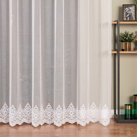 Firanka haftowana ze wzorem na samym dole, wysokość 280cm, kolor 001 biały 161198/768/001/000280/1 Firanka haftowana ze wzorem na samym dole, wysokość 280cm, kolor 001 biały 161198/768/001/000280/1