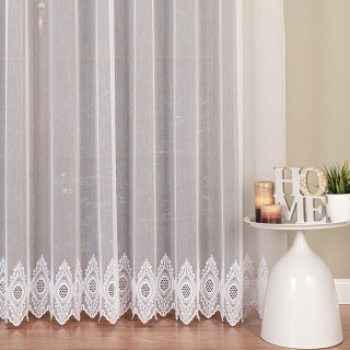 Firanka haftowana ze wzorem na samym dole, wysokość 280cm, kolor 001 biały 123995/768/001/000280/1