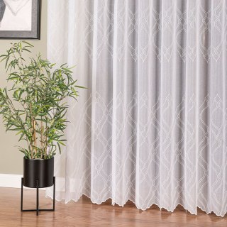 Firanka haftowana ze wzorem pasowym, wysokość 280cm, kolor 001 biały 343980/955/001/280000/1