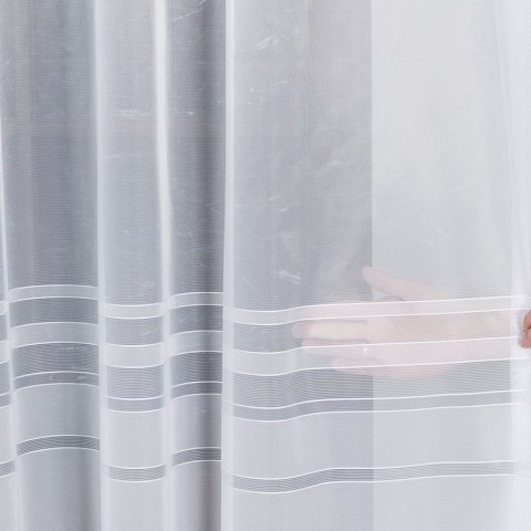 Firanka żakardowa ze wzorem pasowym, wysokość 160cm, kolor 001 biały 000303/BIS/001/000160/1 Firanka żakardowa ze wzorem pasowym, wysokość 160cm, kolor 001 biały 000303/BIS/001/000160/1