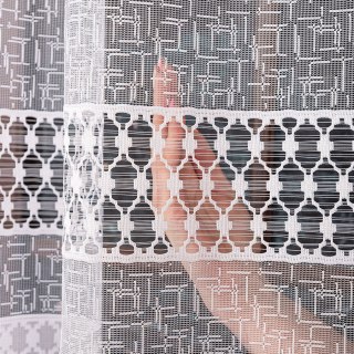 Firanka żakardowa ze wzorem pasowym, wysokość 160cm, kolor 001 biały 107233/000/001/000160/1