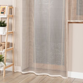 KAYLA Firanka żakardowa odpasowana na prosto, szerokość 140 x wysokość 230cm, kolor 378 beżowy 044276/FOP/378/000230/1