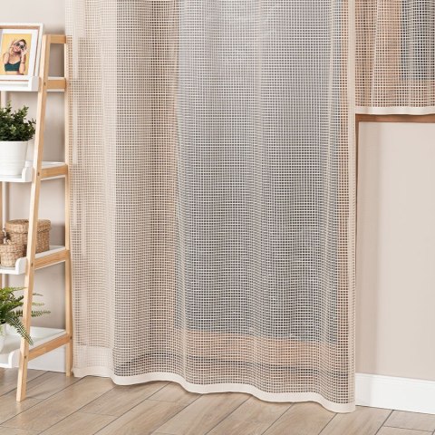 KAYLA Firanka żakardowa odpasowana na prosto, szerokość 140 x wysokość 230cm, kolor 378 beżowy 044276/FOP/378/000230/1