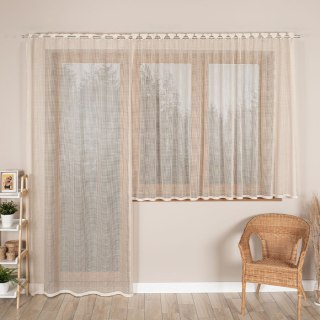 KAYLA Firanka żakardowa odpasowana na prosto, szerokość 140 x wysokość 230cm, kolor 378 beżowy 044276/FOP/378/000230/1