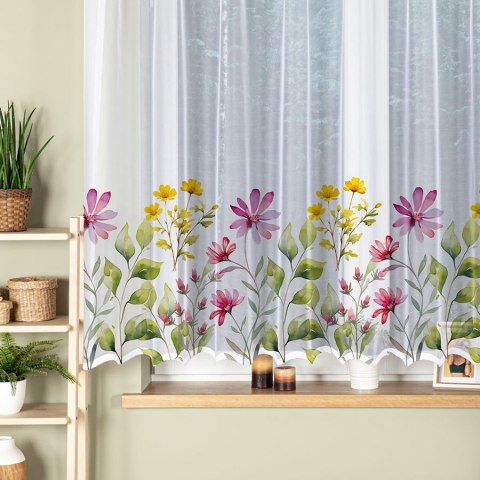 KWIATOWA ŁĄKA Firanka żakardowa odpasowana na prosto, szerokość 300 x wysokość 160cm, kolor 001 biały D00308/FOP/001/000161/1 KWIATOWA ŁĄKA Firanka żakardowa odpasowana na prosto, szerokość 300 x wysokość 160cm, kolor 001 biały D00308/FOP/001/000161/1