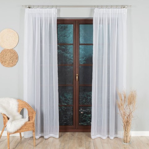 WOAL Firana gotowa na taśmie, szerokość 140 x wysokość 250cm, kolor 001 biały FG0001/FGT/001/140250/1 WOAL Firana gotowa na taśmie, szerokość 140 x wysokość 250cm, kolor 001 biały FG0001/FGT/001/140250/1