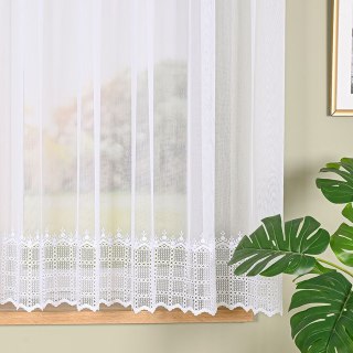 Firanka haftowana z aplikacją, wysokość 160cm, kolor 001 biały 006260/MIR/001/000160/1
