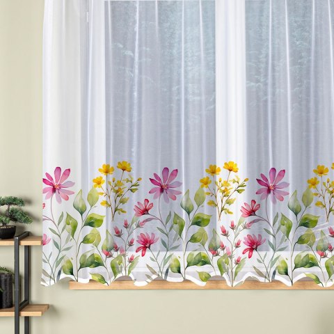 KWIATOWA ŁĄKA Firanka żakardowa odpasowana na prosto, szerokość 300 x wysokość 170cm, kolor 001 biały D00308/FOP/001/000171/1 KWIATOWA ŁĄKA Firanka żakardowa odpasowana na prosto, szerokość 300 x wysokość 170cm, kolor 001 biały D00308/FOP/001/000171/1