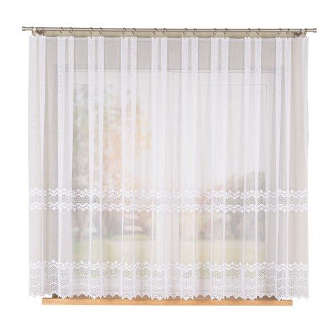 Firanka haftowana z aplikacją, wysokość 160cm, kolor 001 biały 006262/MIR/001/000160/1 Firanka haftowana z aplikacją, wysokość 160cm, kolor 001 biały 006262/MIR/001/000160/1