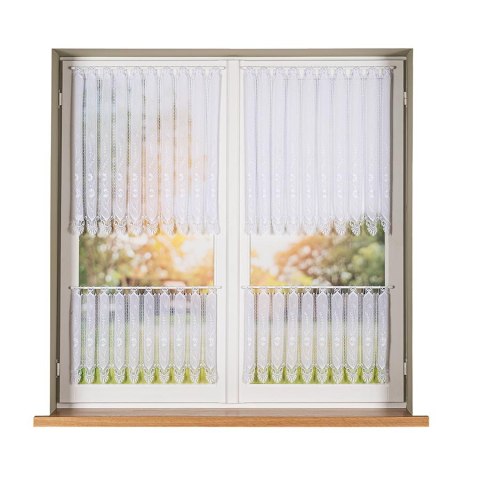 Zazdrostka haftowana panelowa na batyście, wysokość 70cm, kolor 001 biały 093003/388/001/000070/1