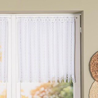Zazdrostka haftowana panelowa na batyście, wysokość 70cm, kolor 001 biały 093721/388/001/000070/1