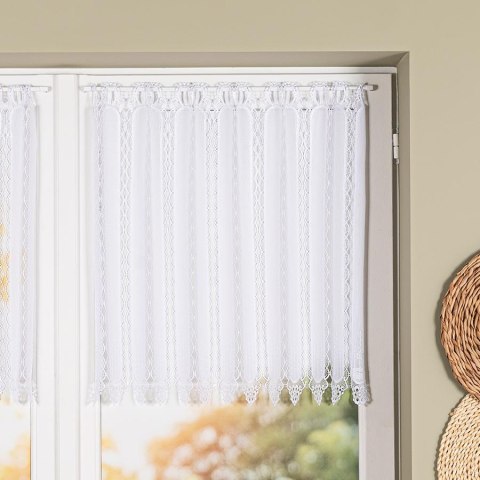 Zazdrostka haftowana panelowa na batyście, wysokość 70cm, kolor 001 biały 093721/388/001/000070/1