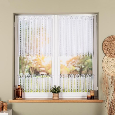 Zazdrostka haftowana panelowa na batyście, wysokość 70cm, kolor 001 biały 093721/388/001/000070/1