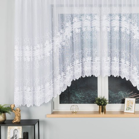 JOWITA Firanka żakardowa gotowa ze wzorem pasowym, szerokość 500 x wysokość 150cm, kolor 001 biały 018960/FBL/001/500150/1