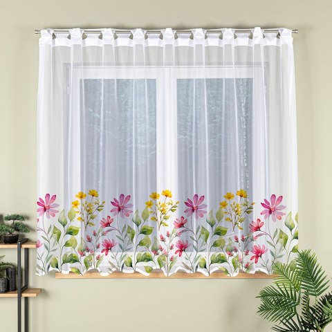 KWIATOWA ŁĄKA Firanka żakardowa gotowa na prosto, szerokość 260 x wysokość 170cm, kolor 001 biały P00308/FBP/001/260170/1 KWIATOWA ŁĄKA Firanka żakardowa gotowa na prosto, szerokość 260 x wysokość 170cm, kolor 001 biały P00308/FBP/001/260170/1