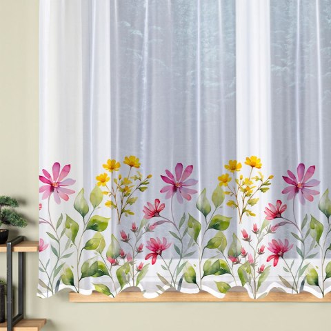 KWIATOWA ŁĄKA Firanka żakardowa gotowa na prosto, szerokość 260 x wysokość 170cm, kolor 001 biały P00308/FBP/001/260170/1 KWIATOWA ŁĄKA Firanka żakardowa gotowa na prosto, szerokość 260 x wysokość 170cm, kolor 001 biały P00308/FBP/001/260170/1