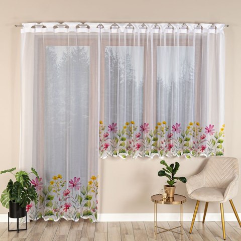 KWIATOWA ŁĄKA Firanka żakardowa odpasowana na prosto, szerokość 140 x wysokość 230cm, kolor 001 biały D00308/FOP/001/000230/1 KWIATOWA ŁĄKA Firanka żakardowa odpasowana na prosto, szerokość 140 x wysokość 230cm, kolor 001 biały D00308/FOP/001/000230/1