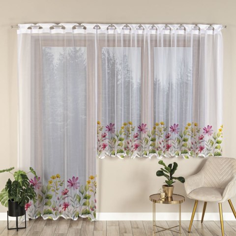 KWIATOWA ŁĄKA Firanka żakardowa odpasowana na prosto, szerokość 145 x wysokość 220cm, kolor 001 biały D00308/FOP/001/000220/1 KWIATOWA ŁĄKA Firanka żakardowa odpasowana na prosto, szerokość 145 x wysokość 220cm, kolor 001 biały D00308/FOP/001/000220/1