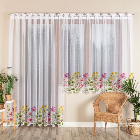 KWIATOWA ŁĄKA Firanka żakardowa odpasowana na prosto, szerokość 300 x wysokość 220cm, kolor 001 biały D00308/FOP/001/000221/1 KWIATOWA ŁĄKA Firanka żakardowa odpasowana na prosto, szerokość 300 x wysokość 220cm, kolor 001 biały D00308/FOP/001/000221/1