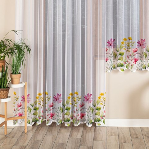 KWIATOWA ŁĄKA Firanka żakardowa odpasowana na prosto, szerokość 300 x wysokość 220cm, kolor 001 biały D00308/FOP/001/000221/1 KWIATOWA ŁĄKA Firanka żakardowa odpasowana na prosto, szerokość 300 x wysokość 220cm, kolor 001 biały D00308/FOP/001/000221/1